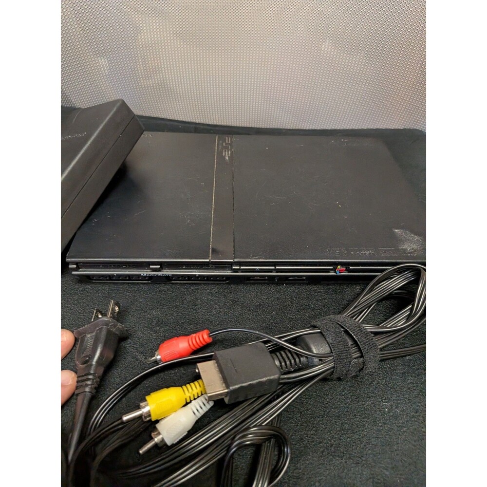 Sony PlayStation 2 Slim PS2 Black Console and cords only  [TESTED/WORKS]